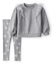 Carter's Toddler Girls Snowflake Print Long-Sleeve T-Shirt and Pants, 2-Piece Set