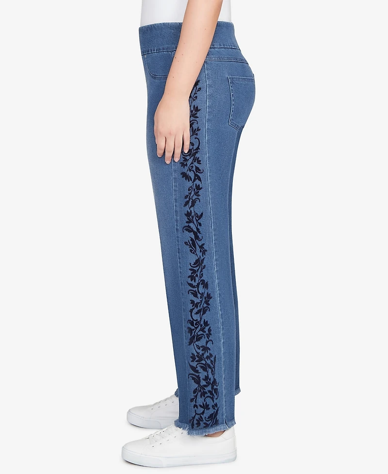 Ruby Rd. Petite Flocked Bootcut Ankle Jeans