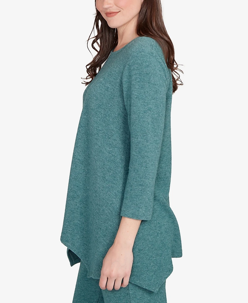 Ruby Rd. Petite Solid Spliced Cozy Knit Top