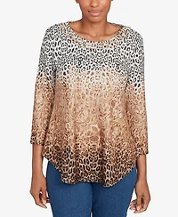 Ruby Rd. Petite Embellished Animal Print Cozy Top