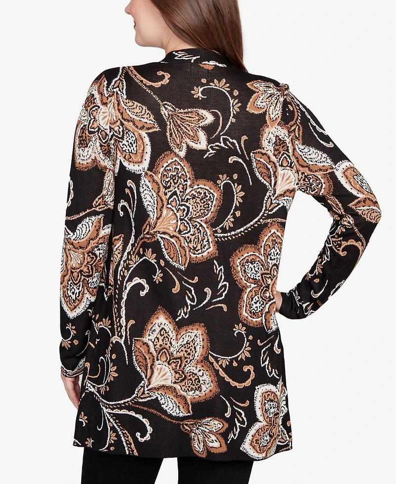 Ruby Rd. Petite Floral Jacquard Cardigan Sweater