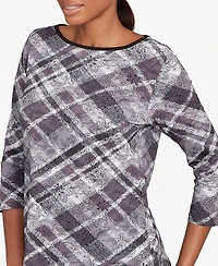 Ruby Rd. Petite Solid Tipped Plaid Knit Top