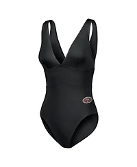 Tommy Bahama Women's Black San Francisco 49ers Palm Modern V-Neck One-Piece Swimsuit