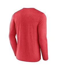 Fanatics Men's Heather Red Chicago Blackhawks Sweep Iconic Synthetic Long Sleeve T-Shirt
