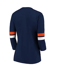 Fanatics Women's Navy/Orange Denver Broncos Iconic Stripe 3/4 Sleeve T-Shirt