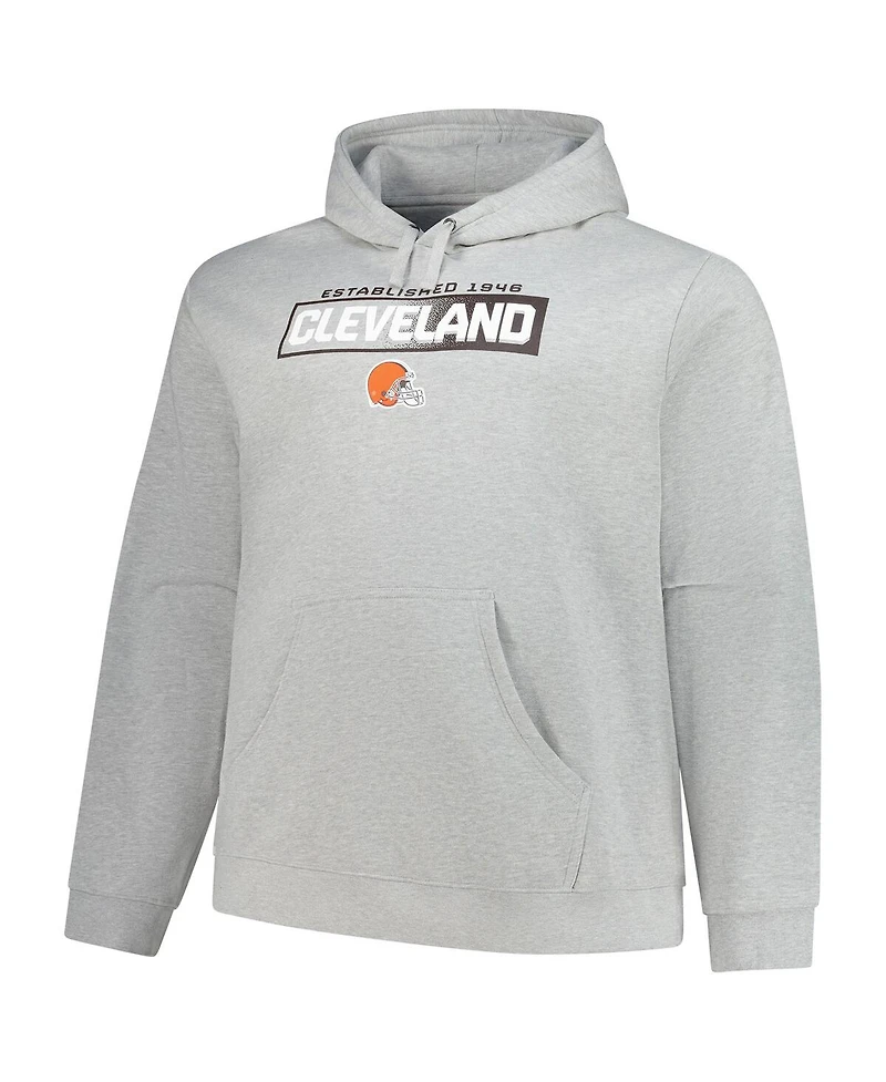 Fanatics Men's Heather Gray Cleveland Browns Big T the Field Pullover Hoodie
