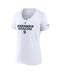 Fanatics Women's White Seattle Kraken Authentic Pro Core Primary V-Neck T-Shirt