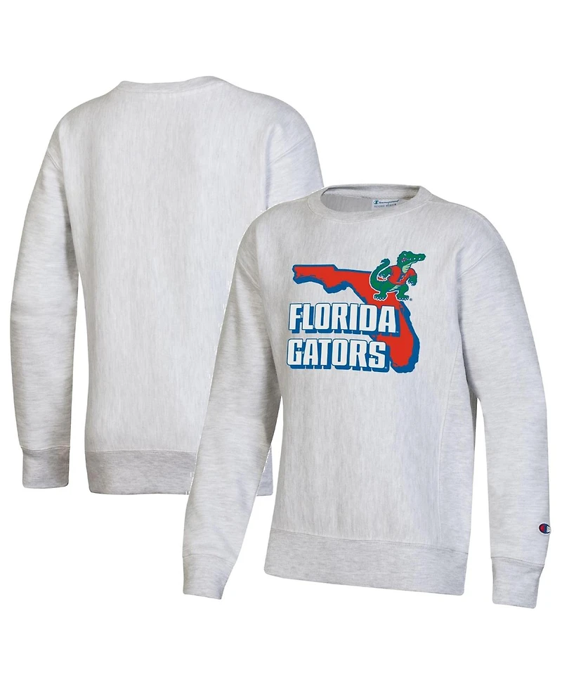 Champion Big Boys and Girls Heather Gray Florida Gators Reverse Weave Pullover Sweatshirt