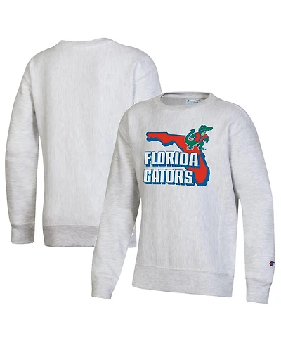 Champion Big Boys and Girls Heather Gray Florida Gators Reverse Weave Pullover Sweatshirt