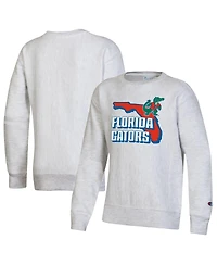 Champion Big Boys and Girls Heather Gray Florida Gators Reverse Weave Pullover Sweatshirt