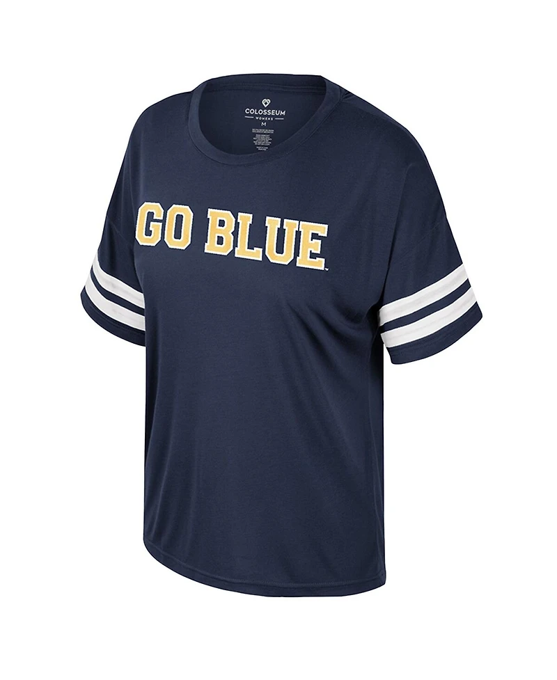 Colosseum Women's Navy Michigan Wolverines Treasure Oversized Sequin T-Shirt