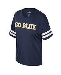 Colosseum Women's Navy Michigan Wolverines Treasure Oversized Sequin T-Shirt