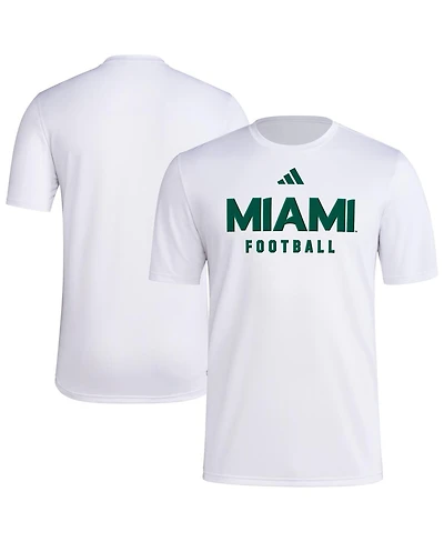 Adidas Men's White Miami Hurricanes Locker Practice Football Pre-Game T-Shirt