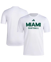 Adidas Men's White Miami Hurricanes Locker Practice Football Pre-Game T-Shirt