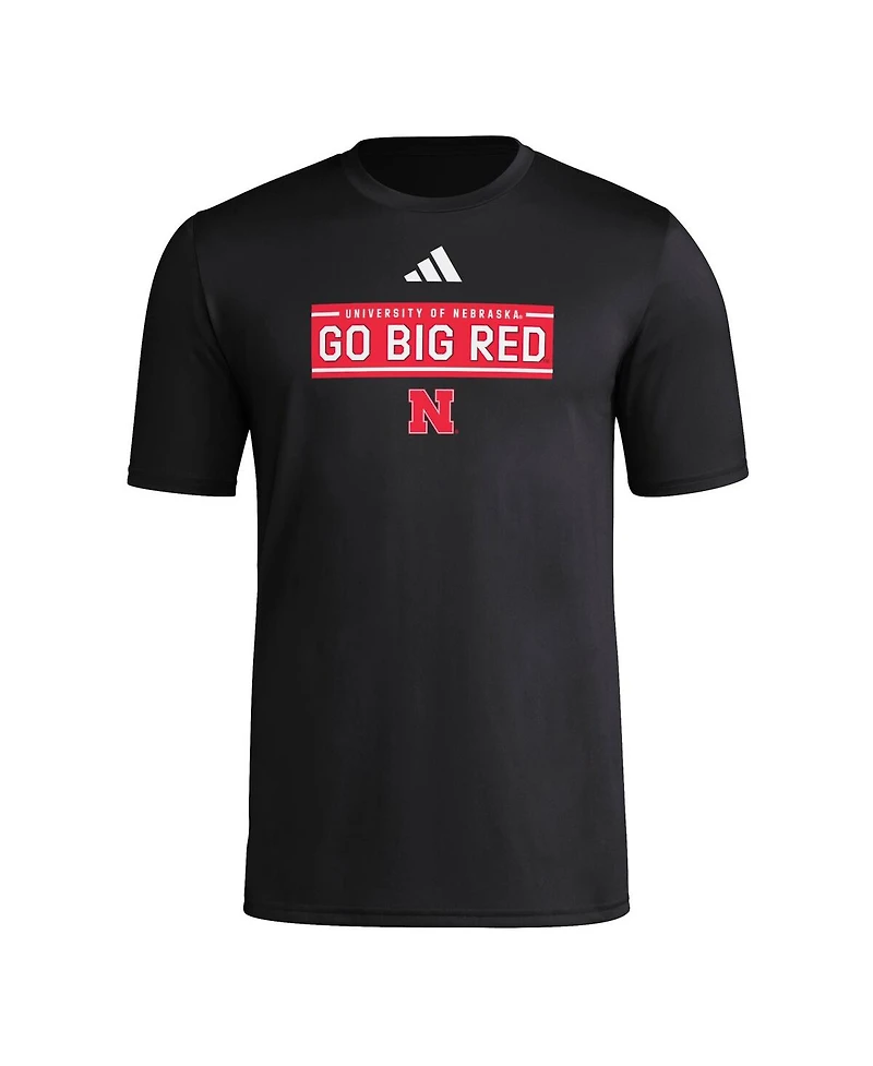 Adidas Men's Black Nebraska Huskers Locker Slogan Pre-Game T-Shirt