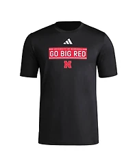 Adidas Men's Black Nebraska Huskers Locker Slogan Pre-Game T-Shirt