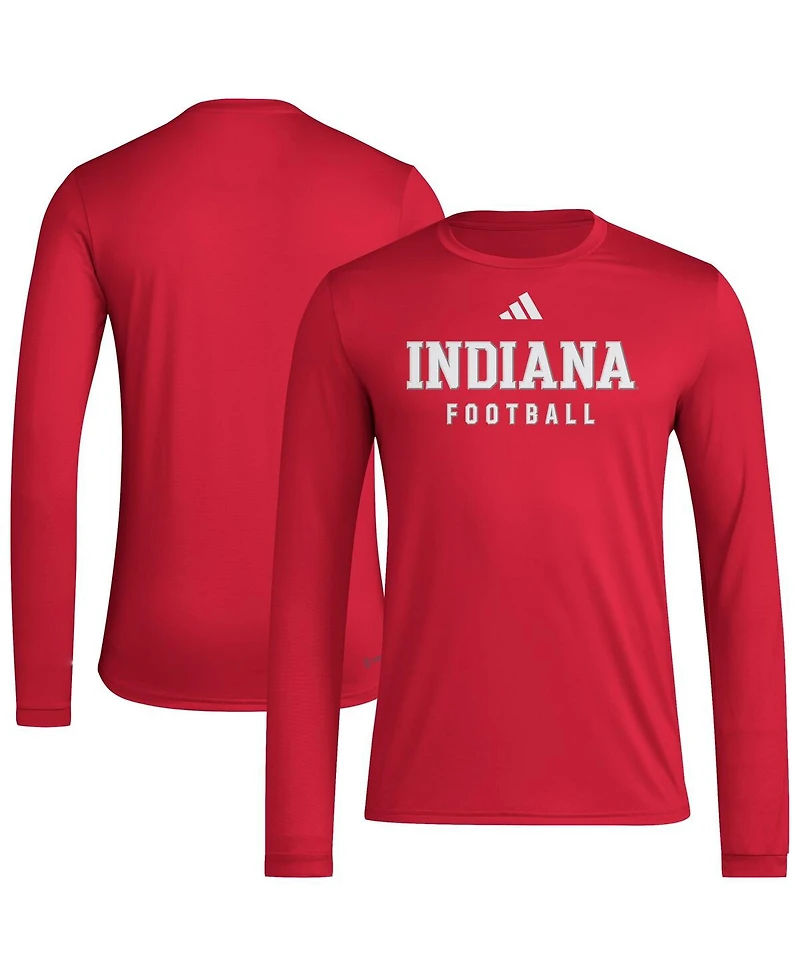 Adidas Men's Crimson Indiana Hoosiers Locker Practice Football Pre-Game Long Sleeve T-Shirt