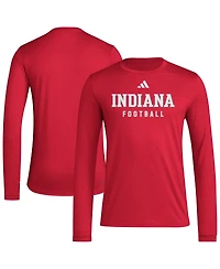 Adidas Men's Crimson Indiana Hoosiers Locker Practice Football Pre-Game Long Sleeve T-Shirt