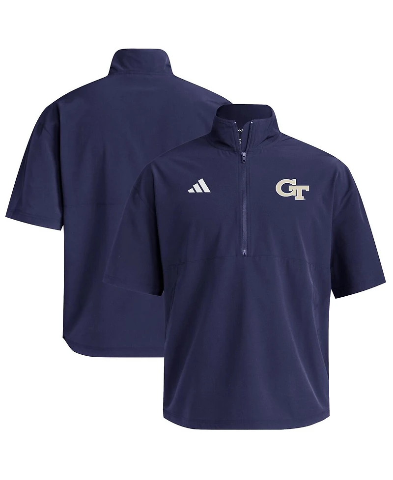 Adidas Men's Navy Georgia Tech Yellow Jackets Woven Quarter-Zip Short Sleeve Pullover
