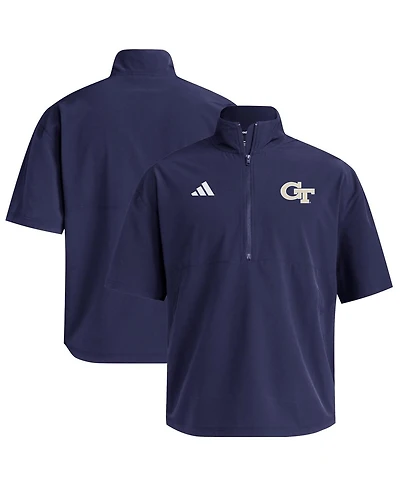 Adidas Men's Navy Georgia Tech Yellow Jackets Woven Quarter-Zip Short Sleeve Pullover
