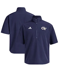 Adidas Men's Navy Georgia Tech Yellow Jackets Woven Quarter-Zip Short Sleeve Pullover