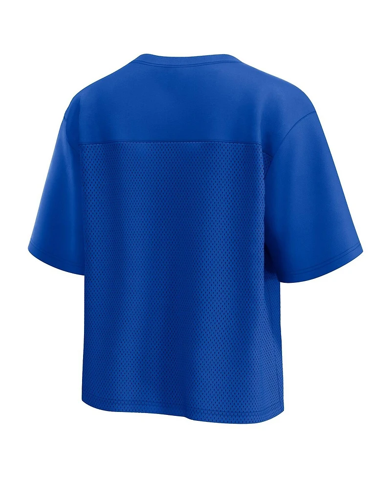Fanatics Women's Royal Kentucky Wildcats Tall Script Overlay Mesh V-Neck Fashion Top