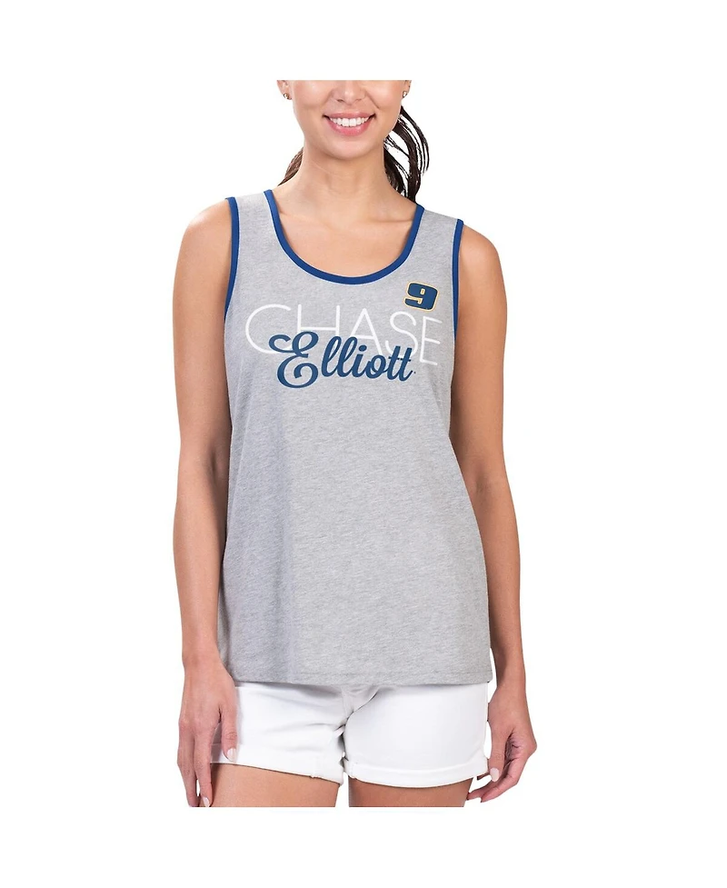 G-iii 4Her by Carl Banks Women's Heather Gray Chase Elliott Fastest Lap Fashion Tank