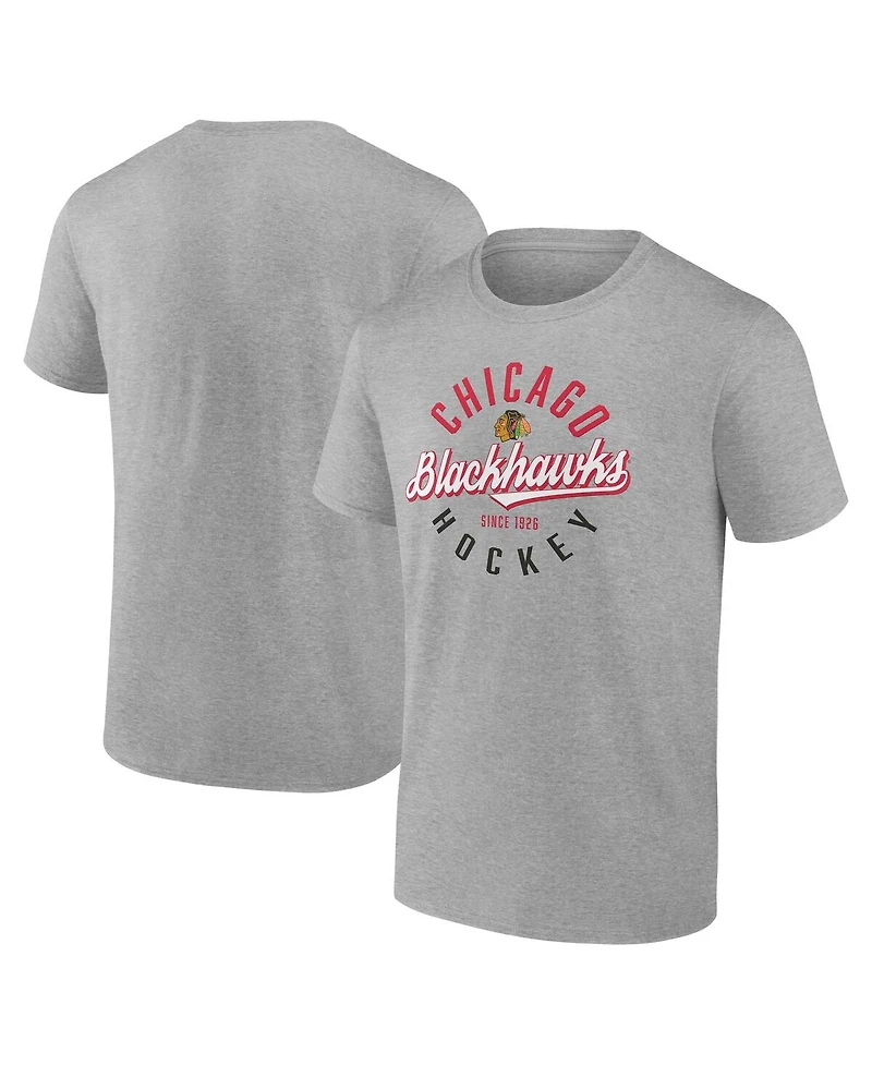 Fanatics Men's Gray Chicago Blackhawks Emblem T-Shirt