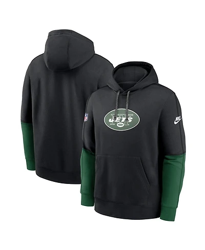 Nike Men's Black New York Jets Throwback Logo Club Tri-Blend Pullover Hoodie