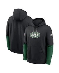 Nike Men's Black New York Jets Throwback Logo Club Tri-Blend Pullover Hoodie