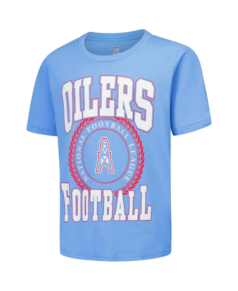 Outerstuff Big Boys and Girls Light Blue Tennessee Titans Oilers Throwback Stitched Up Retro Logo T-Shirt