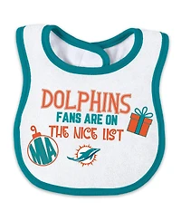 Wear by Erin Andrews 2-Piece Baby Boys and Girls Miami Dolphins Allover Print Full-Zip Sleeper Bib Set