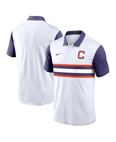 Nike Men's White/Purple Clemson Tigers Athletic Prep Alt Logo Vapor Performance Polo Shirt