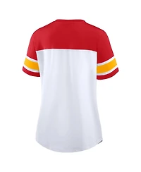 Fanatics Women's White/Red Kansas City Chiefs Athena Lace-Up V-Neck T-Shirt