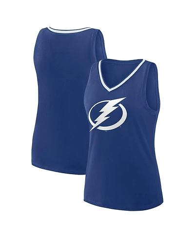 Logo Athletic Women's Blue Tampa Bay Lightning Stellar Win V-Neck Tank Top