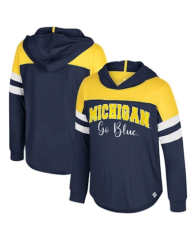 Colosseum Big Girls Navy Michigan Wolverines Reflection Hoodie Long Sleeve T-Shirt