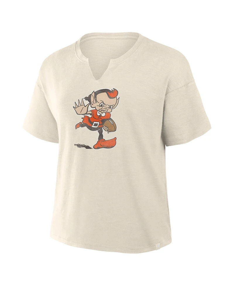 Fanatics Women's Cream Cleveland Browns Trick Play Slub Boxy T-Shirt