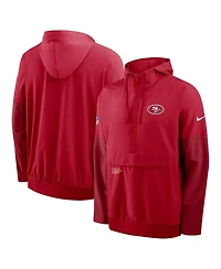 Nike Men's Scarlet San Francisco 49ers Sideline Anorak Half-Zip Hoodie Jacket