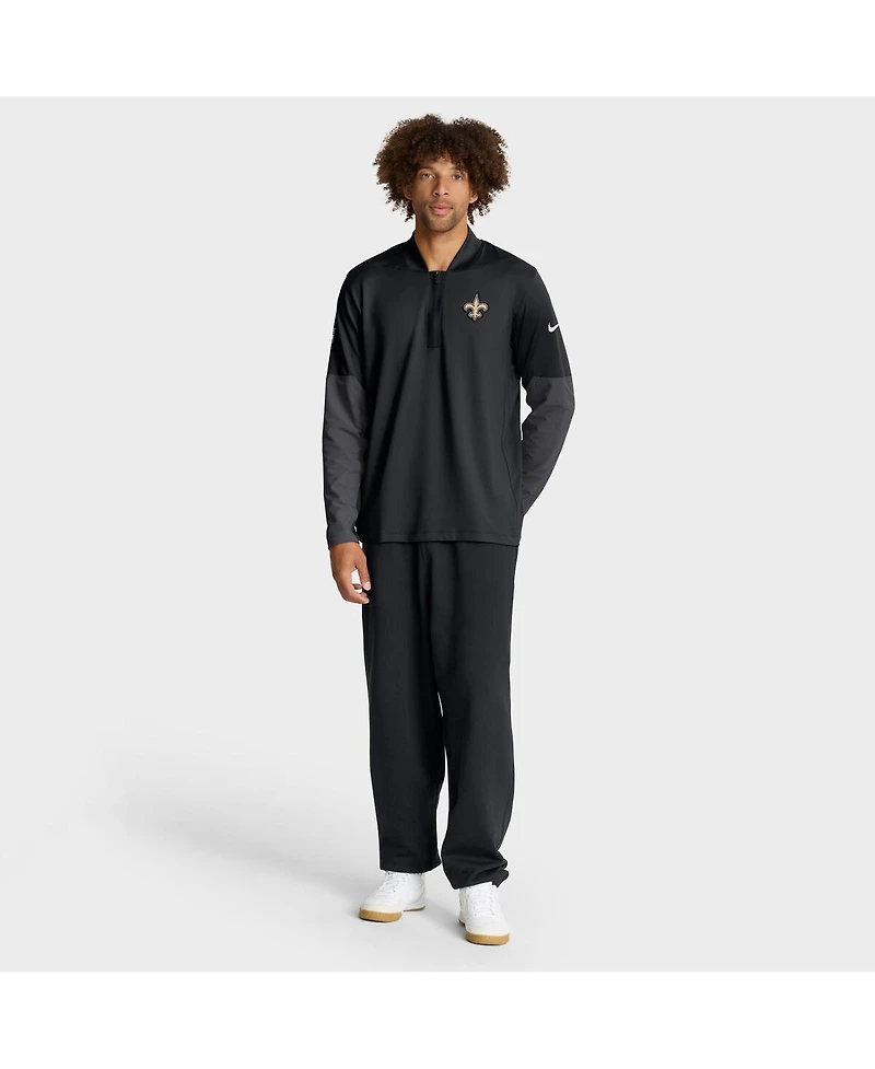Nike Men's Black New Orleans Saints Sideline Feel the Pressure Performance Half-Zip Pullover