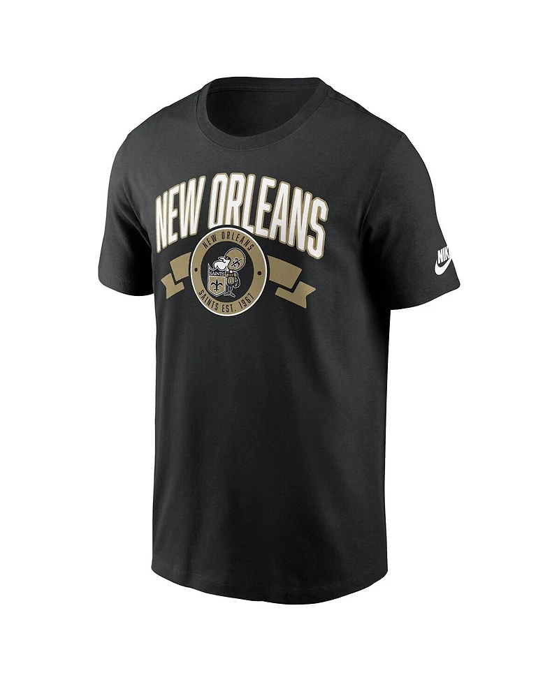 Nike Men's Black New Orleans Saints Rewind Front and Back Hit Essential T-Shirt
