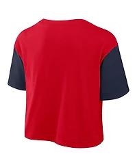 Nike Women's Red/Navy Arizona Wildcats Color-Block Script Performance Cropped T-Shirt