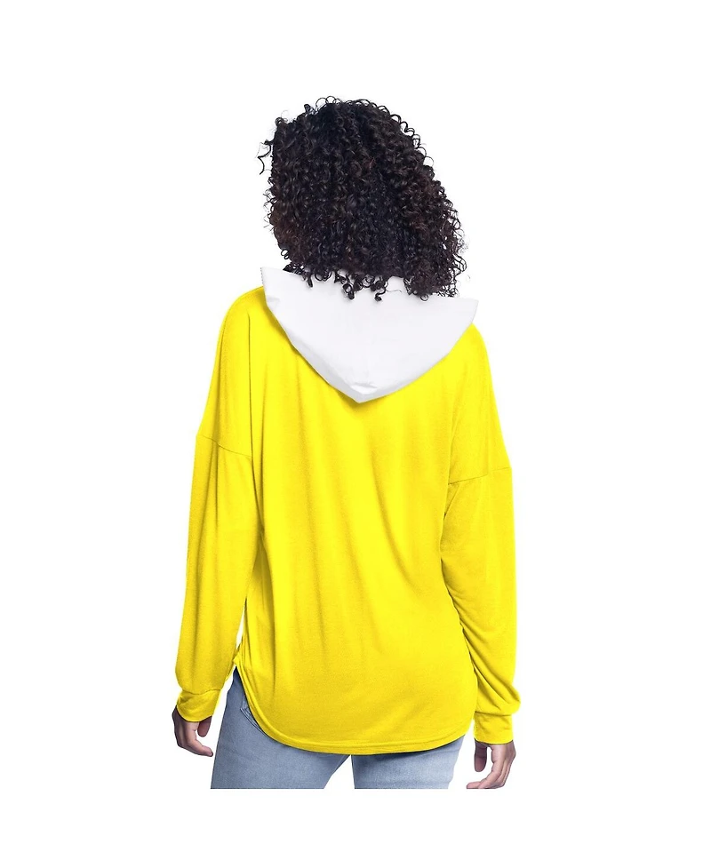 G-iii 4Her by Carl Banks Women's Gold Utah Jazz Bench Player Oversized Long Sleeve Hooded Top