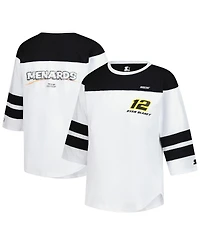 Starter Women's White Ryan Blaney Grand Slam 3/4-Sleeve T-Shirt