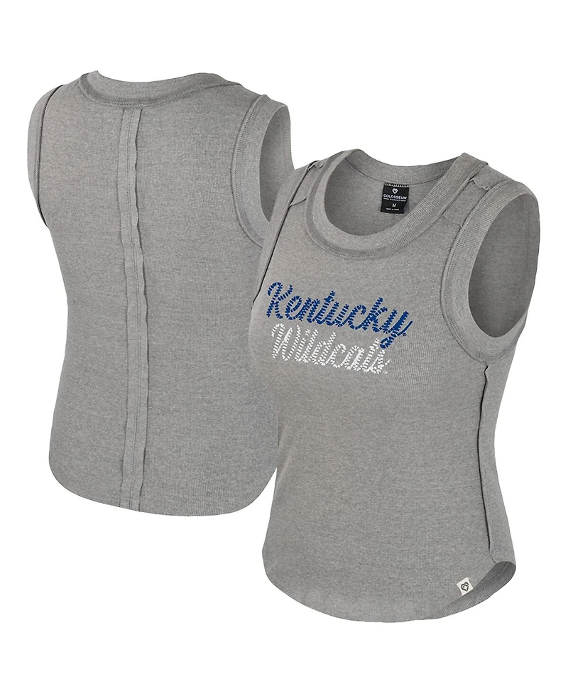 Colosseum Women's Heather Gray Kentucky Wildcats Beach You Ribbed Tri-Blend Tank Top