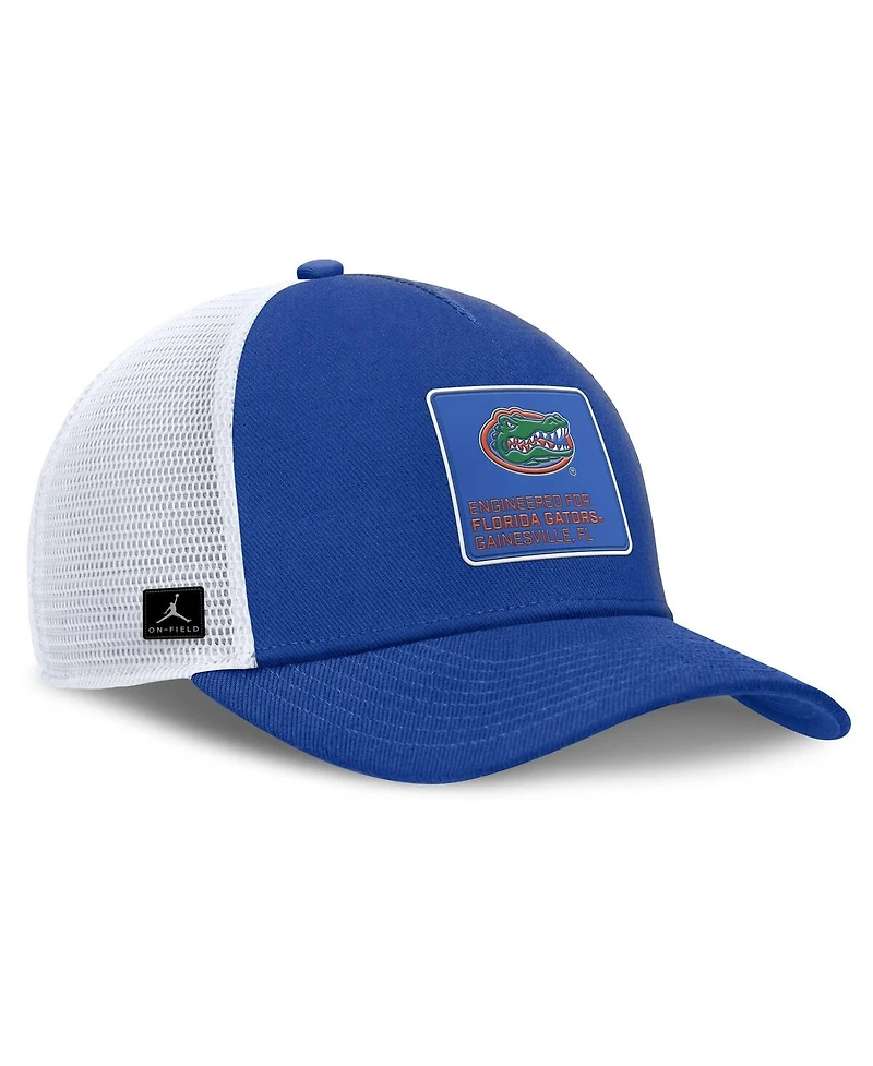 Jordan Men's Royal/White Florida Gators 2025 On-Field Rise Engineered Trucker Adjustable Hat