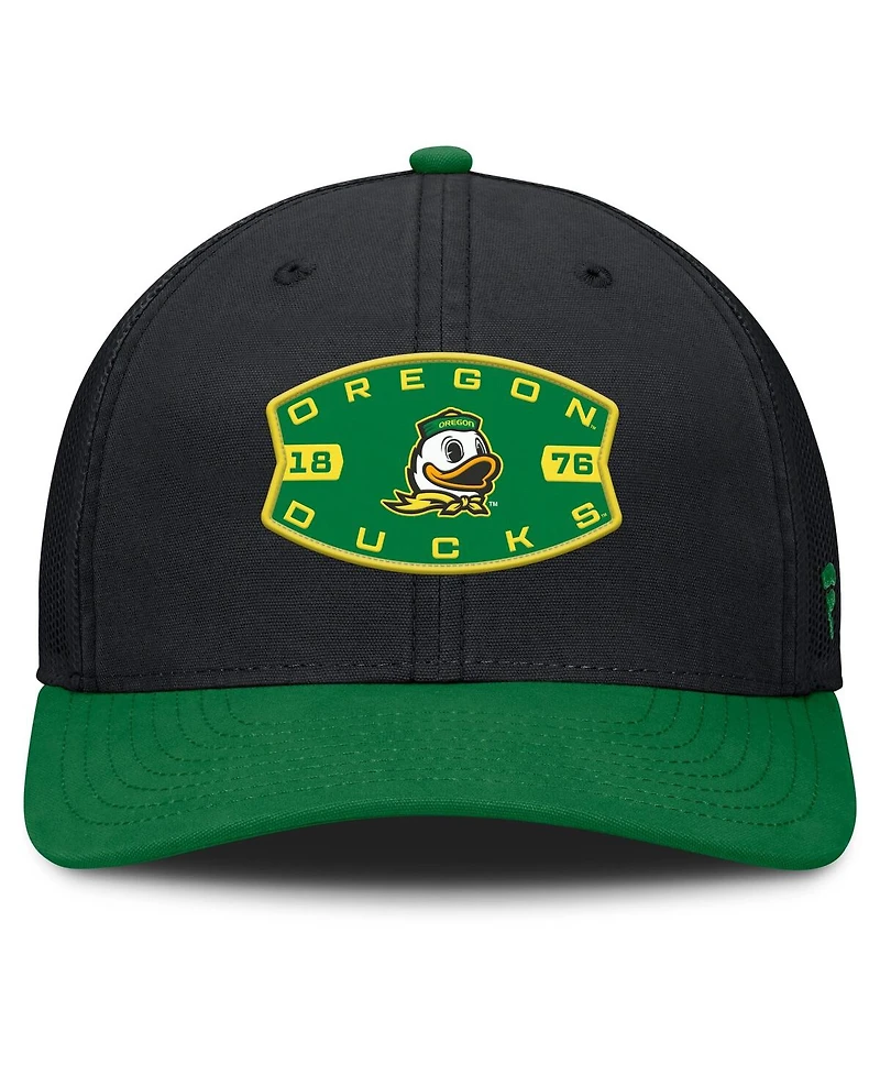 Fanatics Men's Black/Green Oregon Ducks Adapt Adjustable Trucker Hat