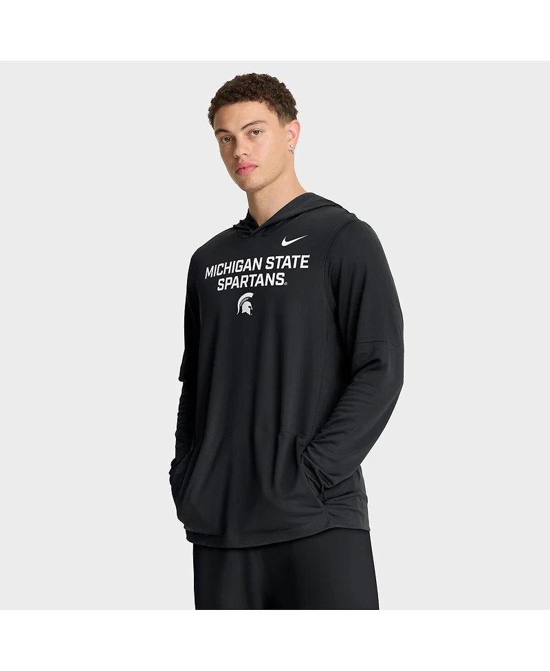 Nike Men's Black Michigan State Spartans 2025 Sideline Performance Long Sleeve Hoodie T-Shirt