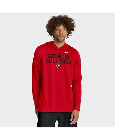 Nike Men's Red Georgia Bulldogs 2025 Sideline Performance Long Sleeve Hoodie T-Shirt