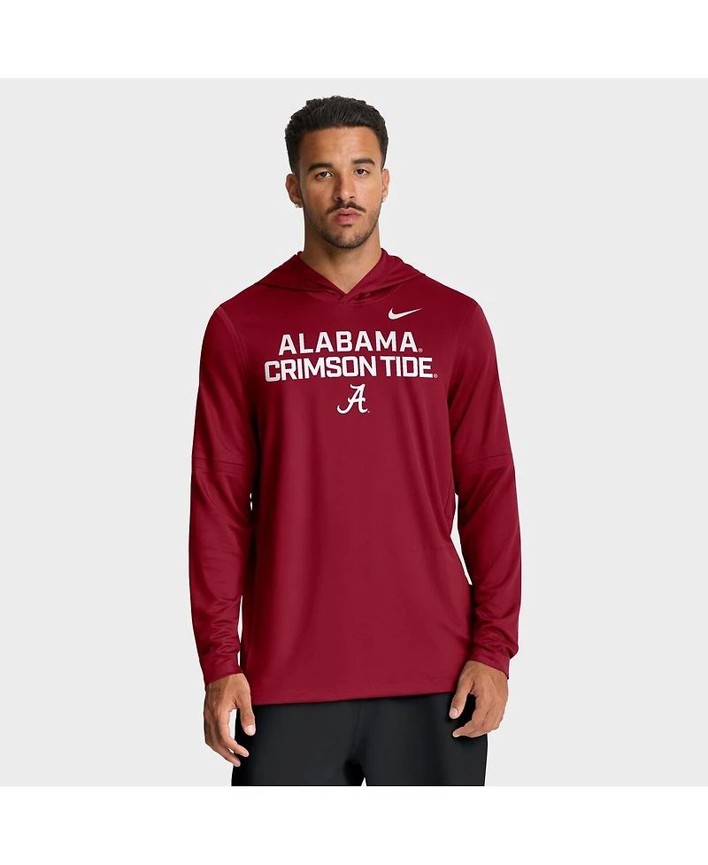 Nike Men's Crimson Alabama Tide 2025 Sideline Performance Long Sleeve Hoodie T-Shirt