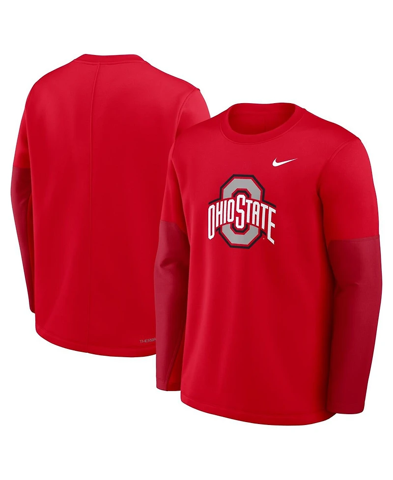 Nike Men's Scarlet Ohio State Buckeyes 2025 Sideline Coach Performance Long Sleeve T-Shirt